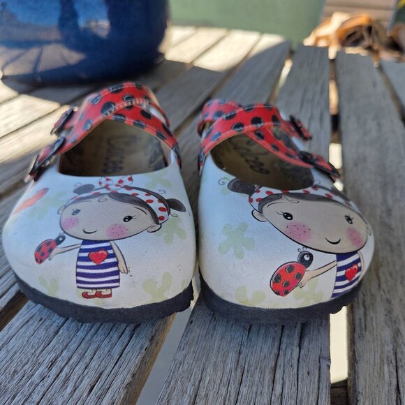 Sz EU 37 Calceo Mary Jane Clogs Sweet Ladybug Girl - Picture 6 of 8